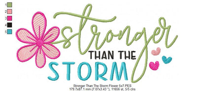 Stronger Than the Storm Flower - Fill Stitch - Machine Embroidery Design