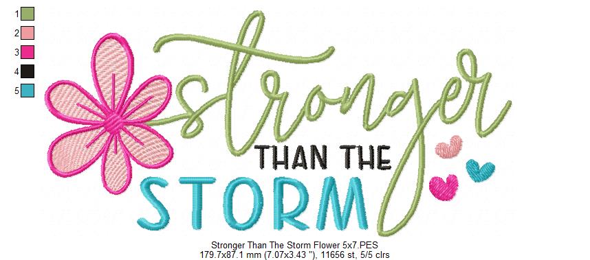 Stronger Than the Storm Flower - Fill Stitch - Machine Embroidery Design