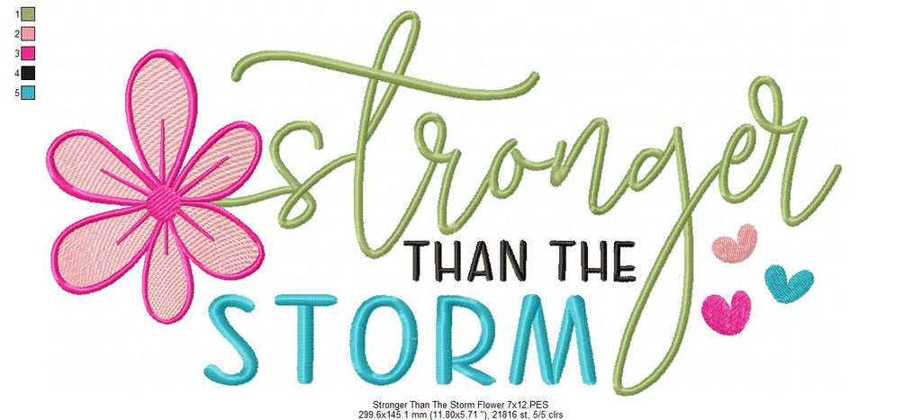 Stronger Than the Storm Flower - Fill Stitch - Machine Embroidery Design