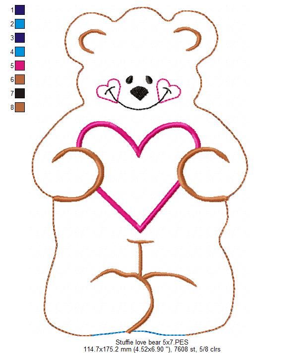 Love Bear Stuffie - ITH Project - Machine Embroidery Design