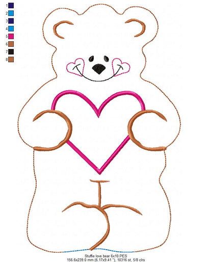Love Bear Stuffie - ITH Project - Machine Embroidery Design