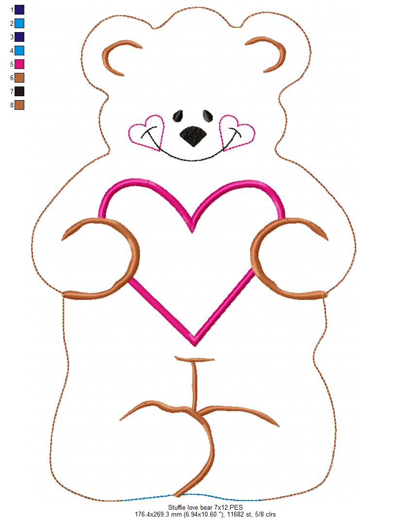Love Bear Stuffie - ITH Project - Machine Embroidery Design