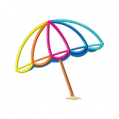 Summer Beach Umbrella - Applique - Machine Embroidery Design