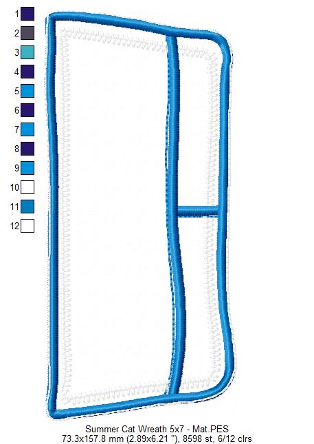 Summer Cat Wreath - ITH Project - Machine Embroidery Design