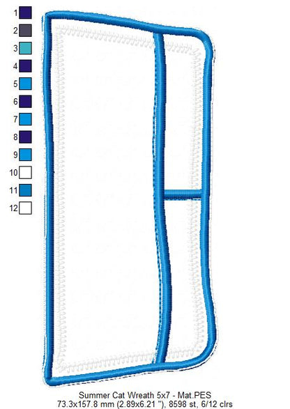 Summer Cat Wreath - ITH Project - Machine Embroidery Design