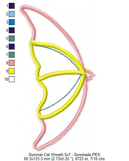 Summer Cat Wreath - ITH Project - Machine Embroidery Design