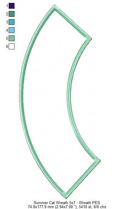 Summer Cat Wreath - ITH Project - Machine Embroidery Design