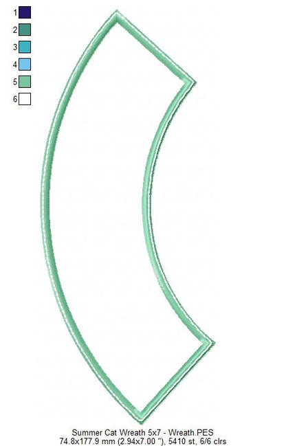 Summer Cat Wreath - ITH Project - Machine Embroidery Design