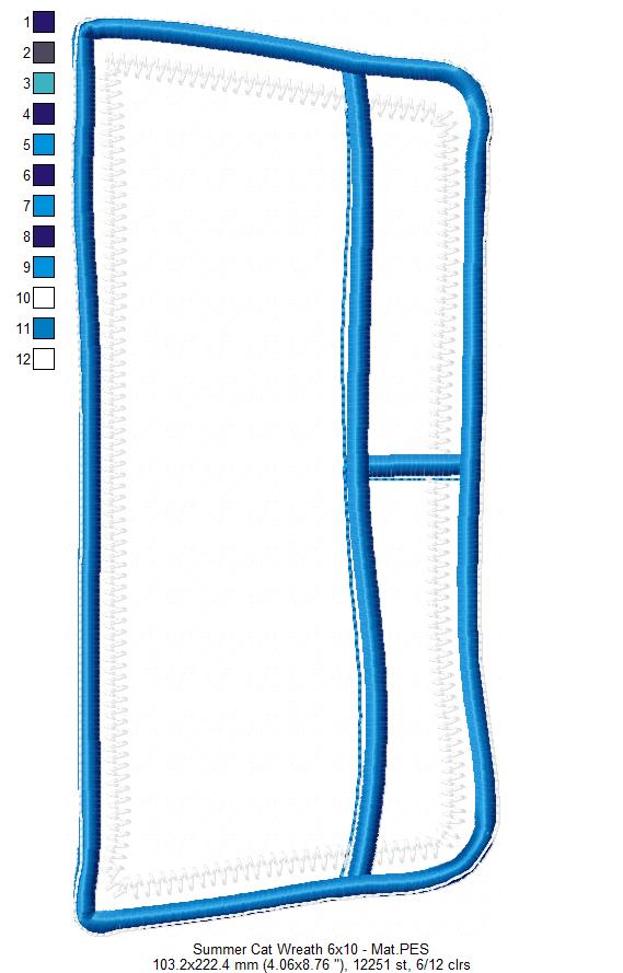 Summer Cat Wreath - ITH Project - Machine Embroidery Design