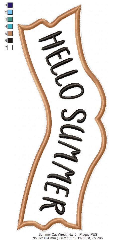 Summer Cat Wreath - ITH Project - Machine Embroidery Design