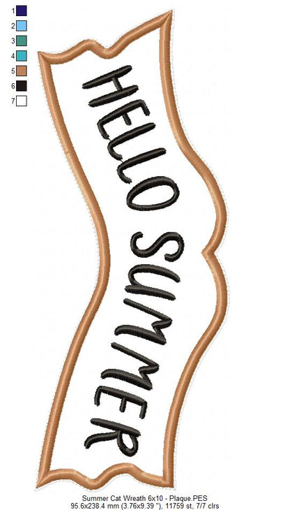 Summer Cat Wreath - ITH Project - Machine Embroidery Design