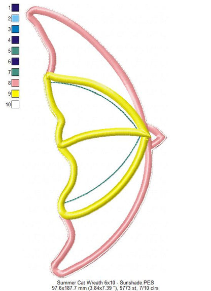 Summer Cat Wreath - ITH Project - Machine Embroidery Design