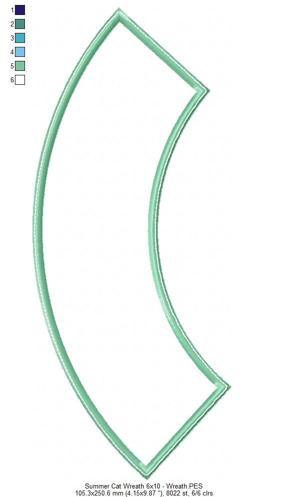 Summer Cat Wreath - ITH Project - Machine Embroidery Design