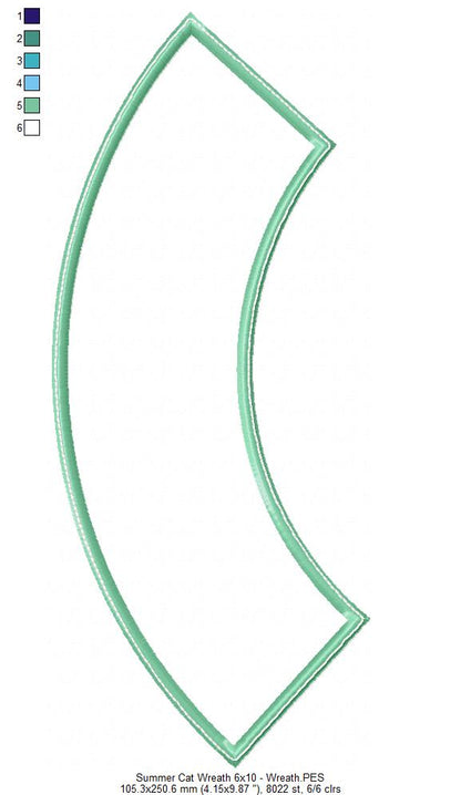 Summer Cat Wreath - ITH Project - Machine Embroidery Design
