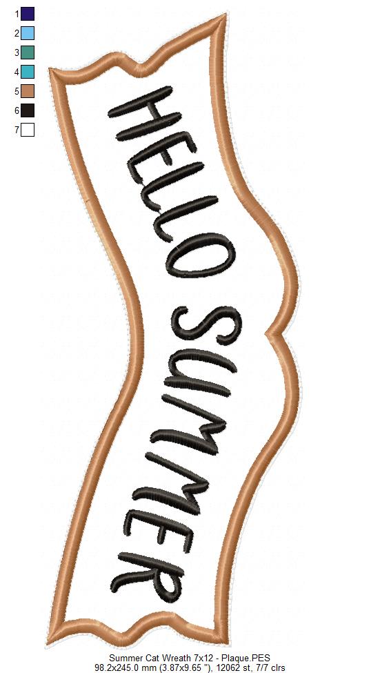 Summer Cat Wreath - ITH Project - Machine Embroidery Design