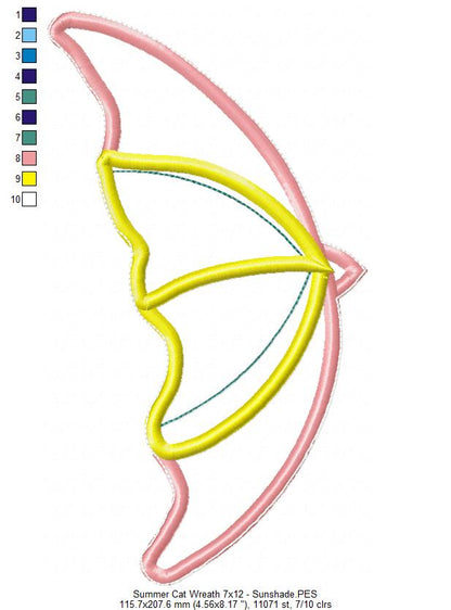 Summer Cat Wreath - ITH Project - Machine Embroidery Design