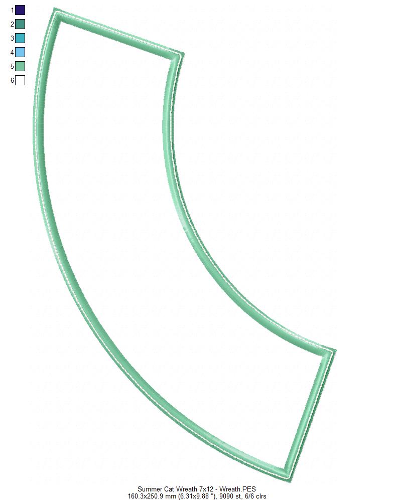 Summer Cat Wreath - ITH Project - Machine Embroidery Design