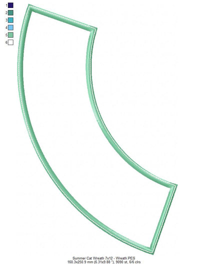 Summer Cat Wreath - ITH Project - Machine Embroidery Design