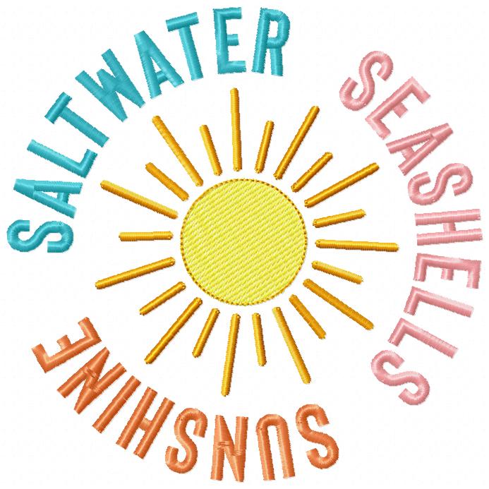 🌊 Beachy Salt Water Words – Sketch Stitch – Machine Embroidery Design