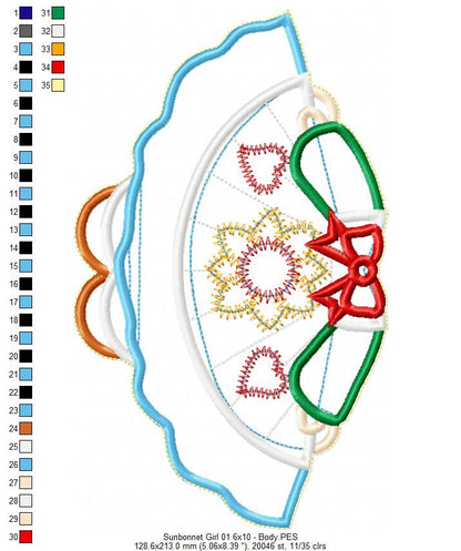 Sunbonnet Doll - ITH Project - Machine Embroidery Design