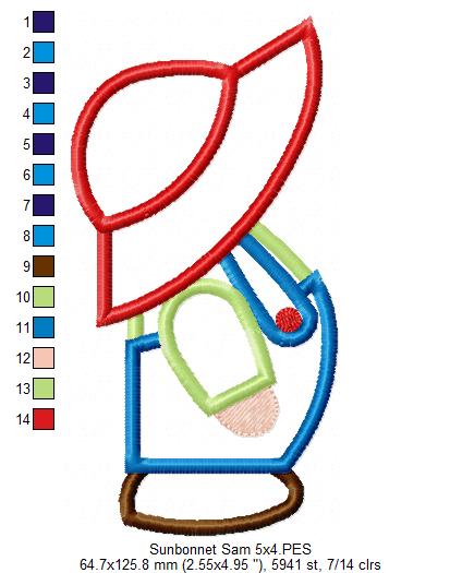 Sunbonnet Sam - Applique - Machine Embroidery Design