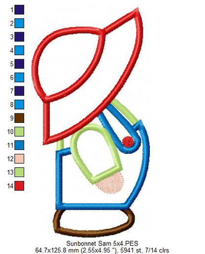 Sunbonnet Sam - Applique - Machine Embroidery Design