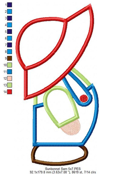 Sunbonnet Sam - Applique - Machine Embroidery Design