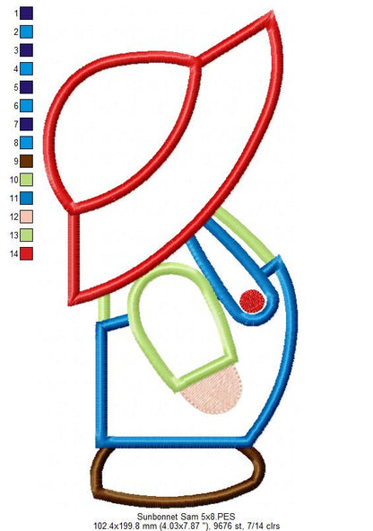 Sunbonnet Sam - Applique - Machine Embroidery Design