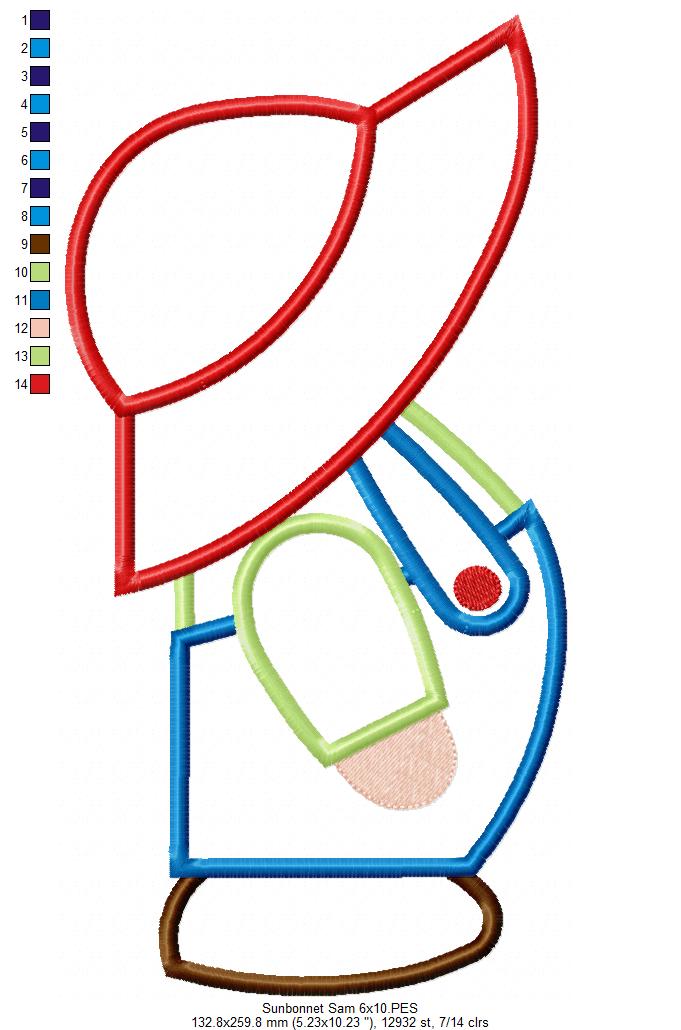 Sunbonnet Sam - Applique - Machine Embroidery Design