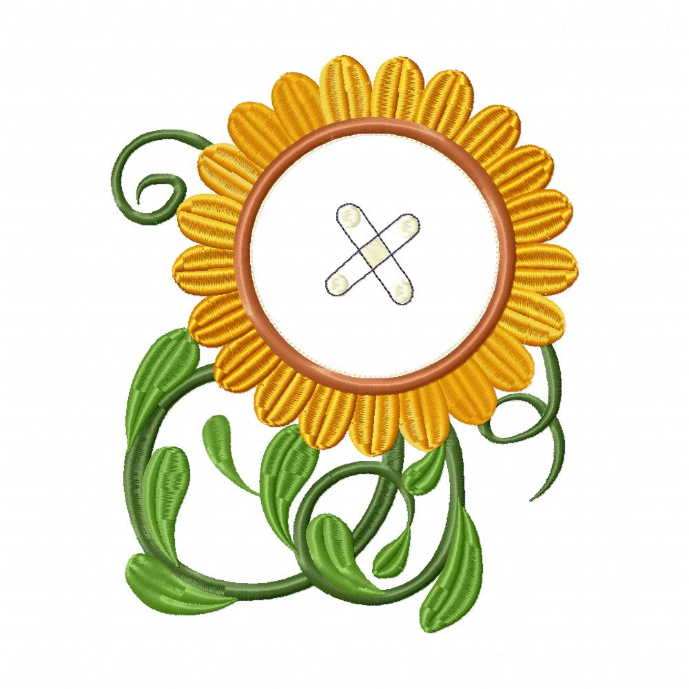 Sunflower - Applique - Machine Embroidery Design