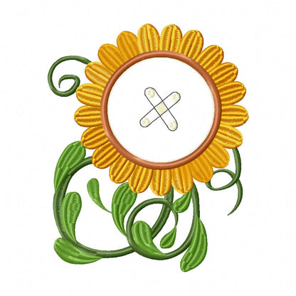 Sunflower - Applique - Machine Embroidery Design