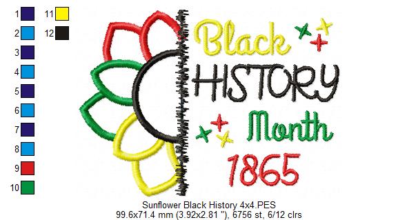 Sunflower Black History Month 1865 - Applique