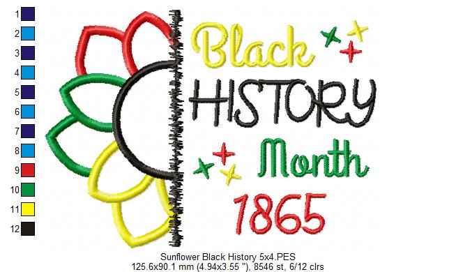 Sunflower Black History Month 1865 - Applique