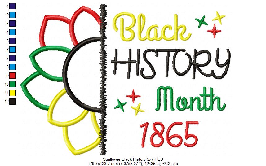 Sunflower Black History Month 1865 - Applique