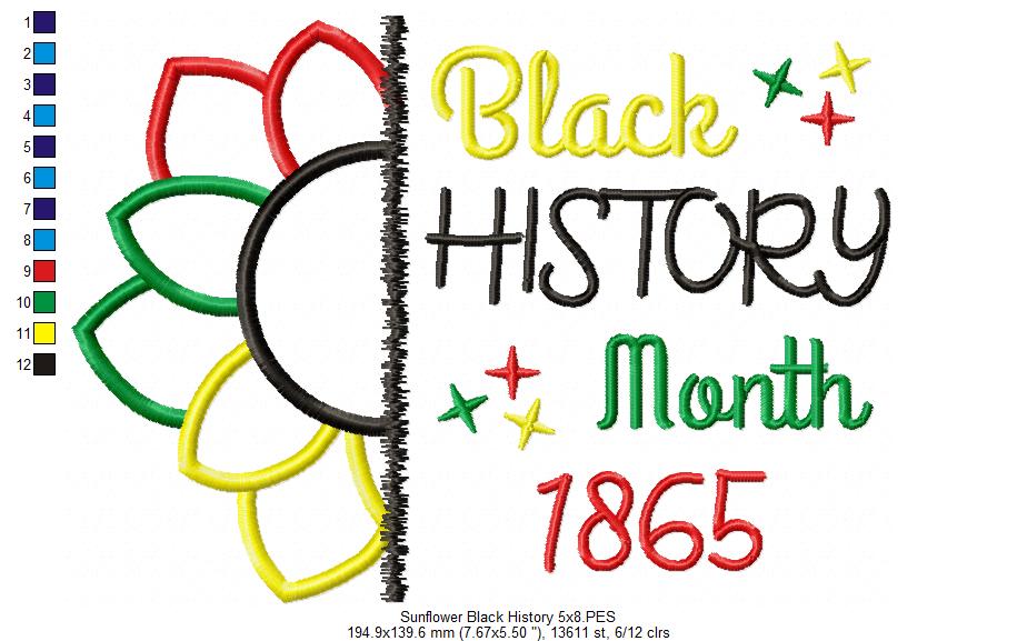 Sunflower Black History Month 1865 - Applique