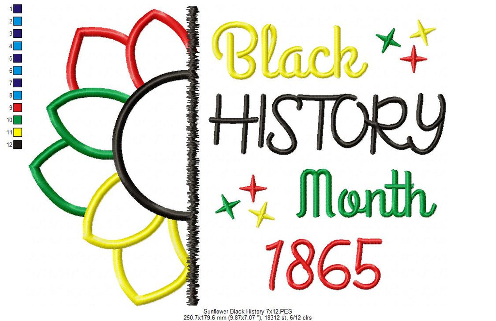 Sunflower Black History Month 1865 - Applique