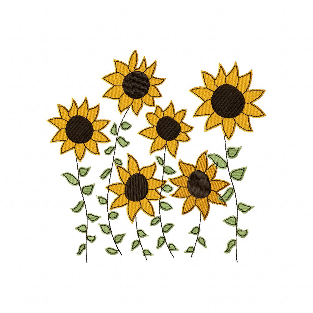 Little Summer Sunflowers - Fill Stitch - Machine Embroidery Design