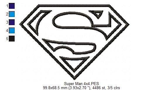 Superman S - Applique - Machine Embroidery Design