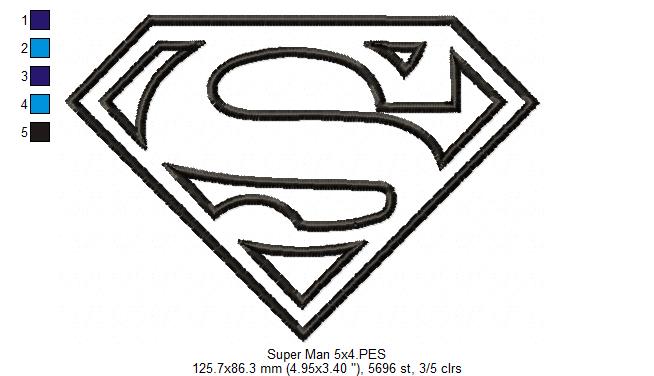 Superman S - Applique - Machine Embroidery Design