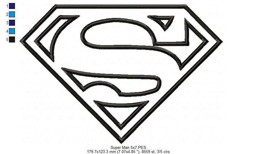 Superman S - Applique - Machine Embroidery Design