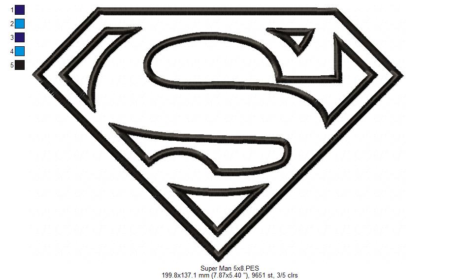 Superman S - Applique - Machine Embroidery Design