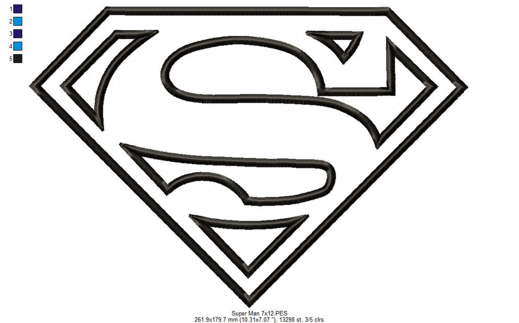 Superman S - Applique - Machine Embroidery Design