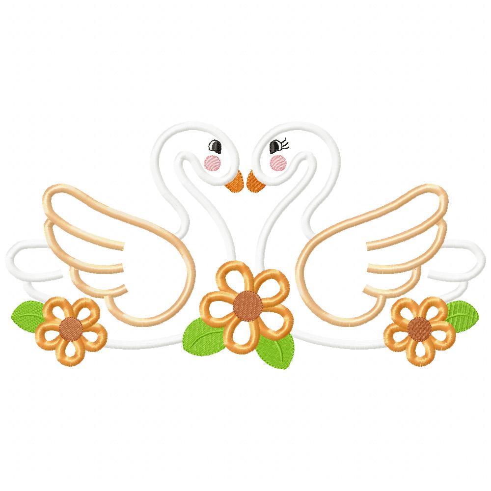 Swan Couple - Applique Embroidery