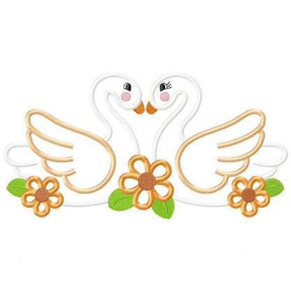Swan Couple - Applique Embroidery