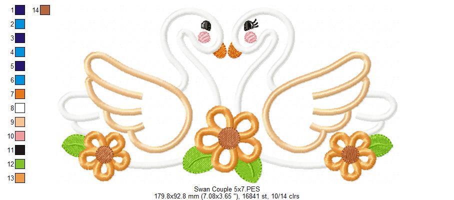 Swan Couple - Applique Embroidery
