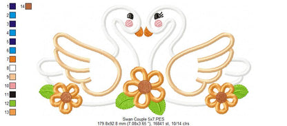 Swan Couple - Applique Embroidery