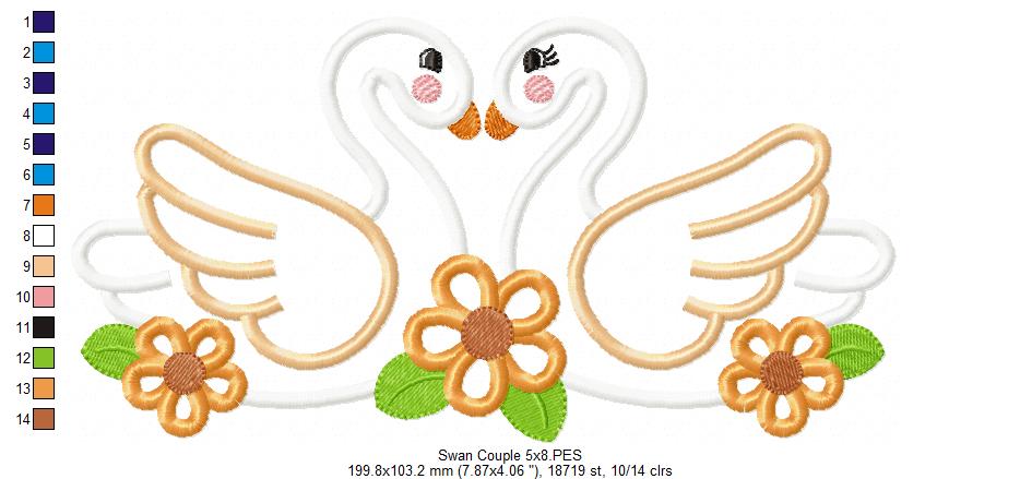 Swan Couple - Applique Embroidery
