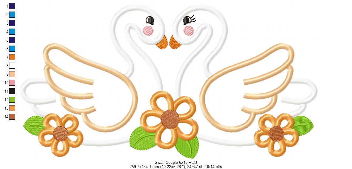 Swan Couple - Applique Embroidery