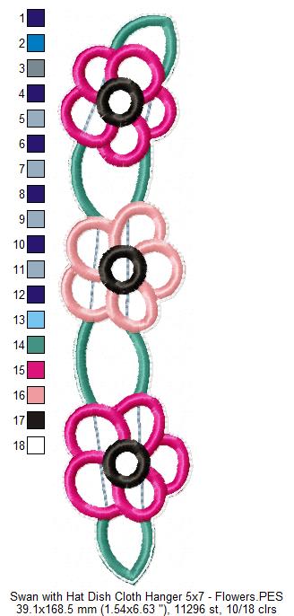 Cute Swan with hat Dish Cloth Hanger - ITH Project - Machine Embroidery Design