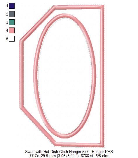 Cute Swan with hat Dish Cloth Hanger - ITH Project - Machine Embroidery Design